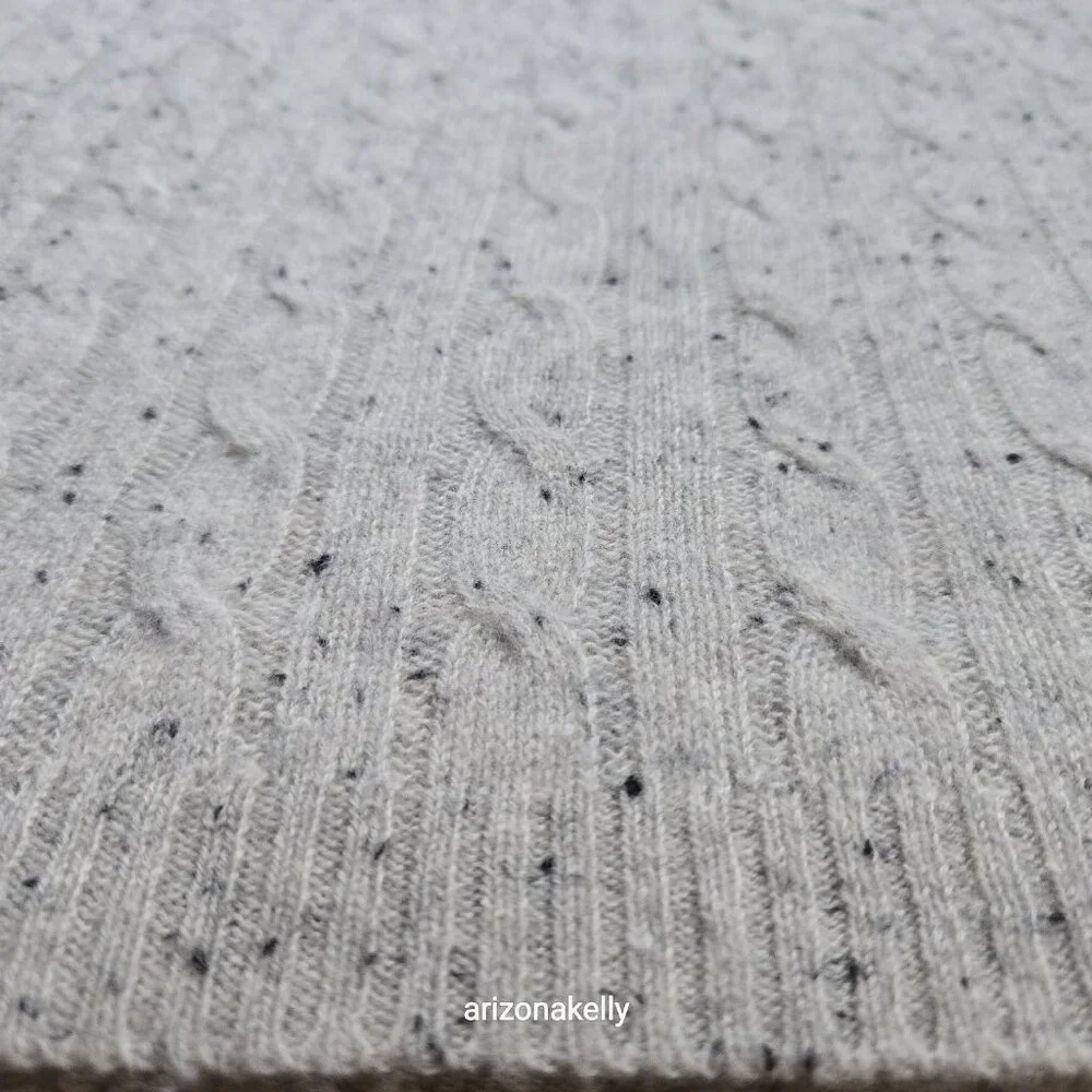 Speckled Cashmere Cable Knit Creme Oversized Scarf
